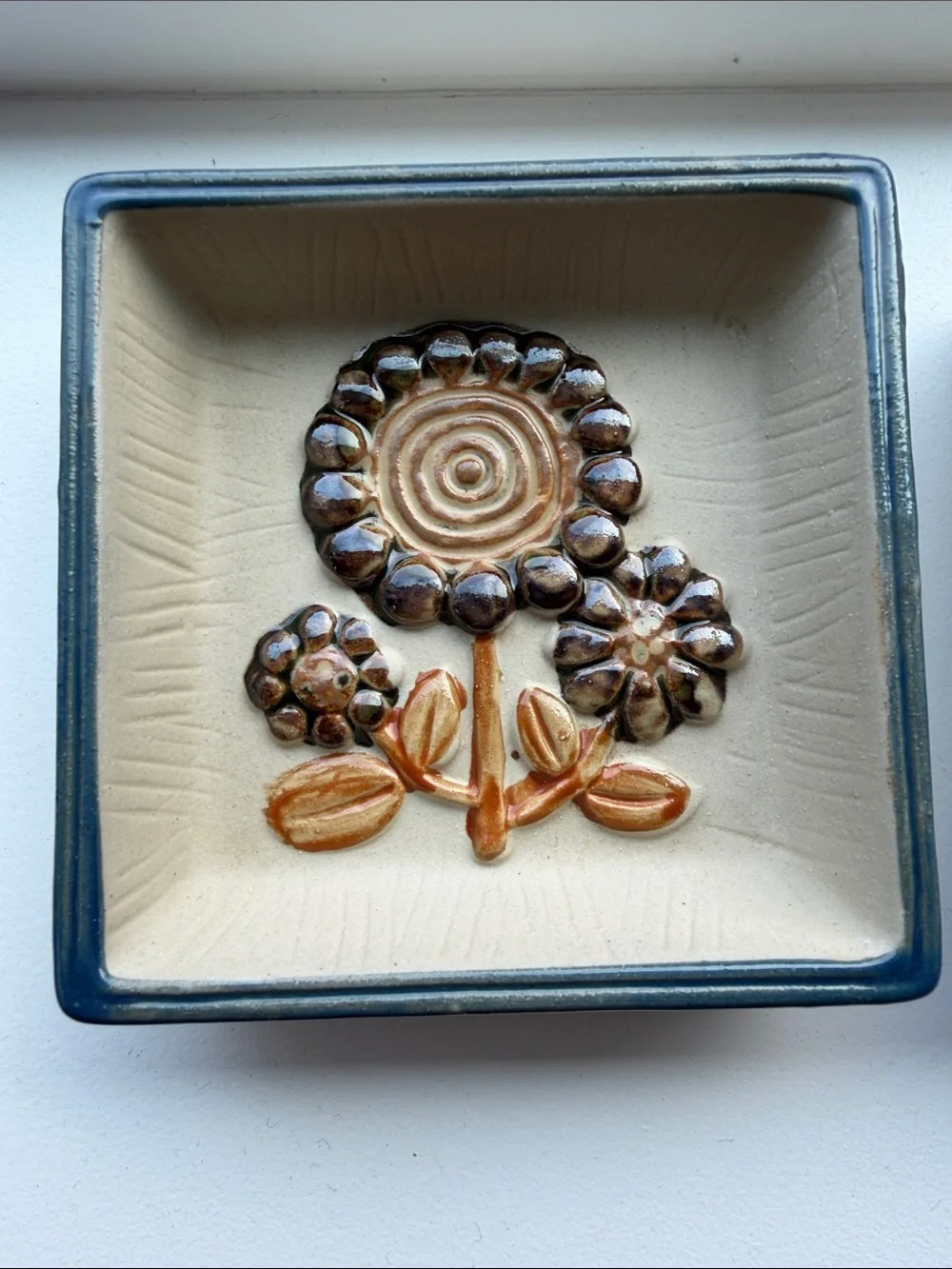 Takahashi Handcrafted Ceramic Jewelry Tray Trio with Flowers, Bird and Snail.
